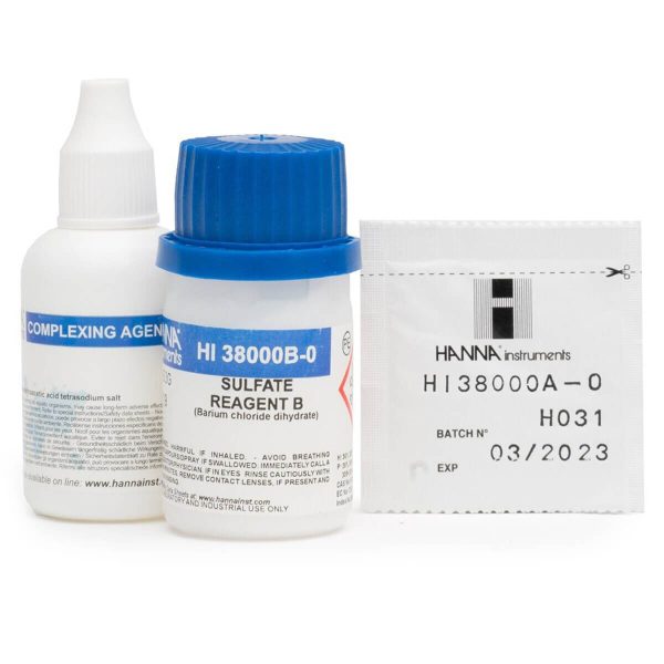 Reactivos de reemplazo para el test kit de de sulfato (100 pruebas) HANNA HI38000-10