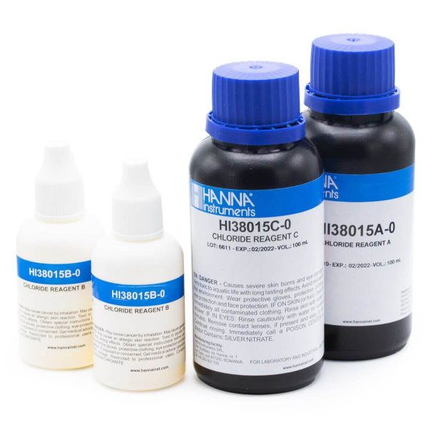 Reactivos de reemplazo del test kit de para cloruro en intervalo amplio (100 pruebas) HANNA HI38015-100