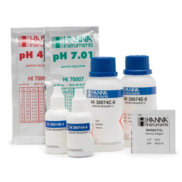 Reactivos de reemplazo para el kit químico de pruebas de boro en agua de riego ( 100 pruebas) HANNA HI38074-100