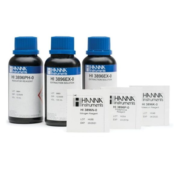 Reactivos de repuesto para el kit químico de pruebas NPK para suelo (25 pruebas de cada una) HANNA HI3896-025