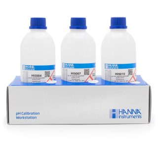 Soluciones técnicas de calibración pH 4.01, pH 7.01, pH 10.01 @ 25°C, (1 de cada uno) frasco 500 mL HANNA HI54710