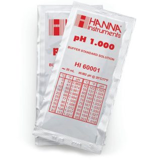 Sobres de estándar de calibración milesimal pH 1.000 @ 25 °C, (25 x 20mL) HANNA HI60001-02