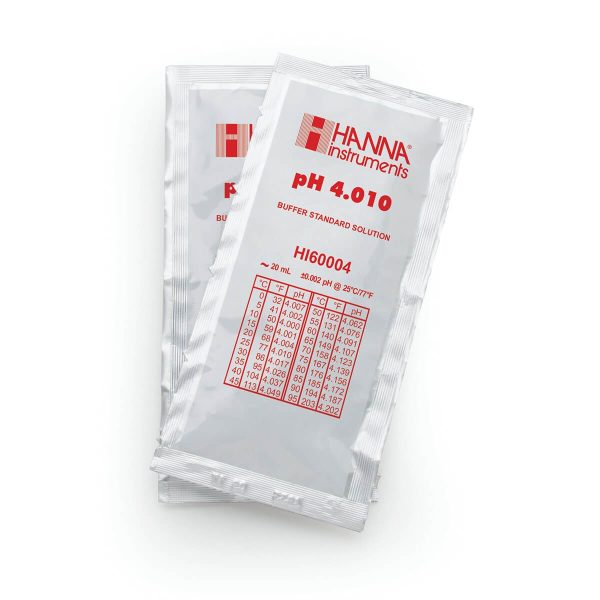 Sobres de estándar de calibración milesimal pH 4.010 @ 25 °C, (25 x 20mL) HANNA HI60004-02