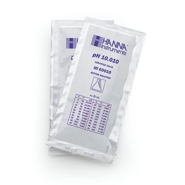 Sobres de estándar de calibración milesimal pH 10.010 @ 25 °C, (25 x 20mL) HANNA HI60010-02