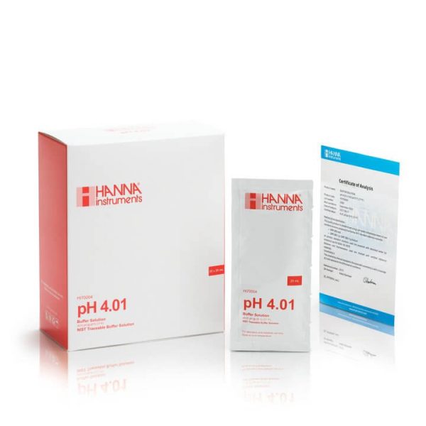 Solución de calibración de pH 4.01 (25 x 20 mL) en sobres HANNA HI70004C