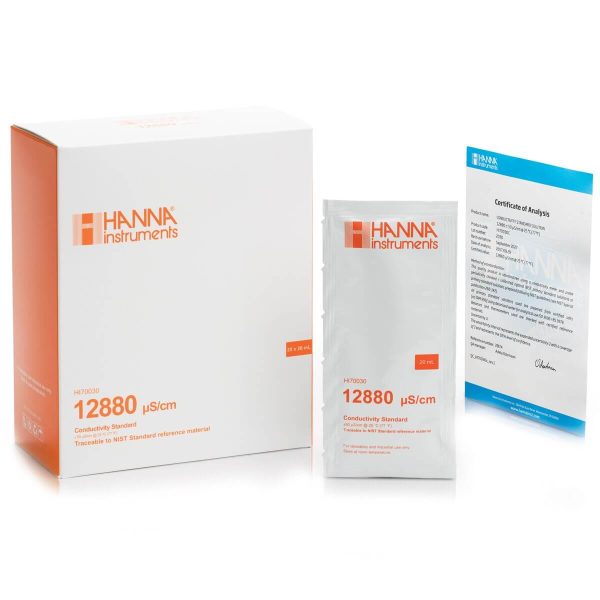 Solución estándar de conductividad de 12,880 µS/cm (25 pzas. x 20 mL) HANNA HI70030C