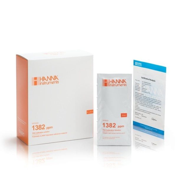 Solución estándar de TDS de 1,382 mg/L (ppm) (25 pzas. x 20 mL) HANNA HI70032C