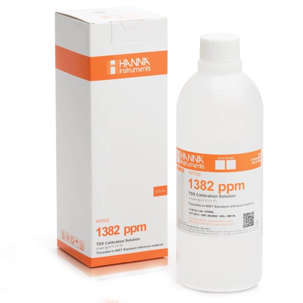 Solución estándar de TDS de 1,382 mg/L (ppm) (Frasco de 500 mL) HANNA HI7032L