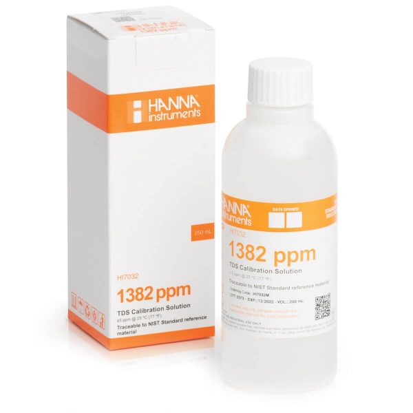 Solución estándar de TDS de 1382 mg/L (ppm) (frasco de 230 mL) HANNA HI7032M