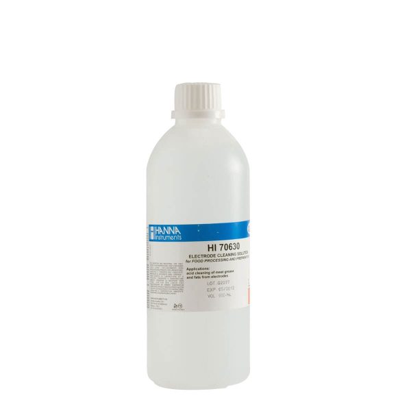 Solución de limpieza ácida para grasas de carne (industria alimentaria), frasco de 500 mL HANNA HI70630L