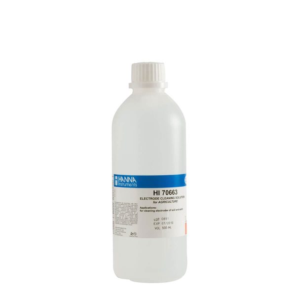 Solución de limpieza para depósitos de suelo (agricultura), frasco de 500 mL HANNA HI70663L