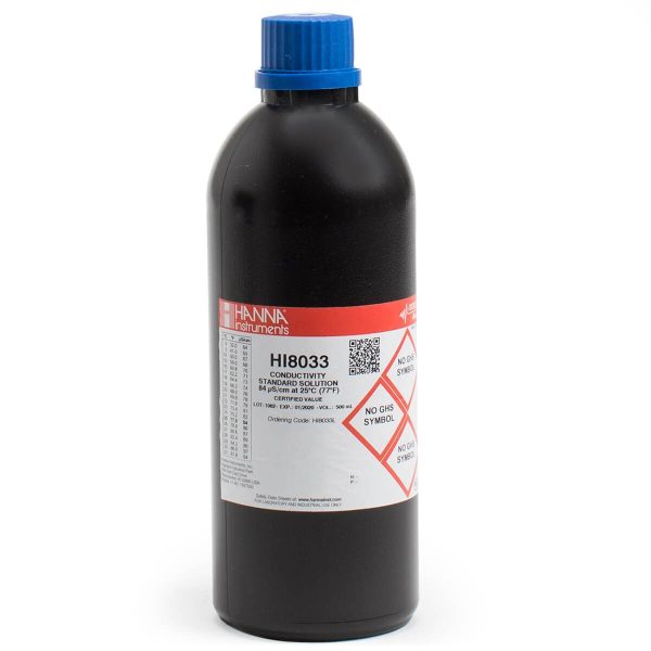 Solución estándar de conductividad de 84 µS/cm en frasco FDA (500mL) HANNA HI8033L