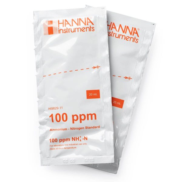 Sobres con solución de calibración de 100 ppm de amonio para el HI9829 (25 x 20 mL) HANNA HI9829-11