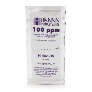 Sobres con solución de calibración de 100 ppm de nitrato (como N) para el HI9829 (25 x 25 mL) HANNA HI9829-15
