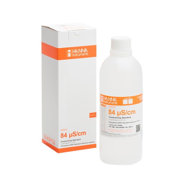 Solución estándar de conductividad eléctrica de 84 µS/cm (frasco de 500mL) HANNA HI7033L