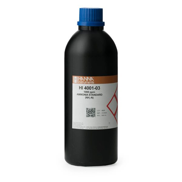 Solución estándar de amoníaco de 1000 ppm para ISE HANNA HI4001-03