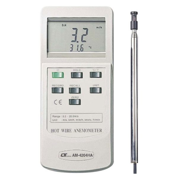 Anemómetro de hilo caliente, velocidad, y temperatura LUTRON AM-4204HA