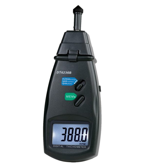 Tacómetro digital láser y contácto de bajo costo CEM DT-6236B