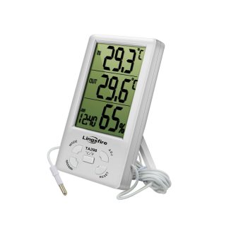 Medidor de humedad y temperatura con reloj LINGSFIRE (TA298)