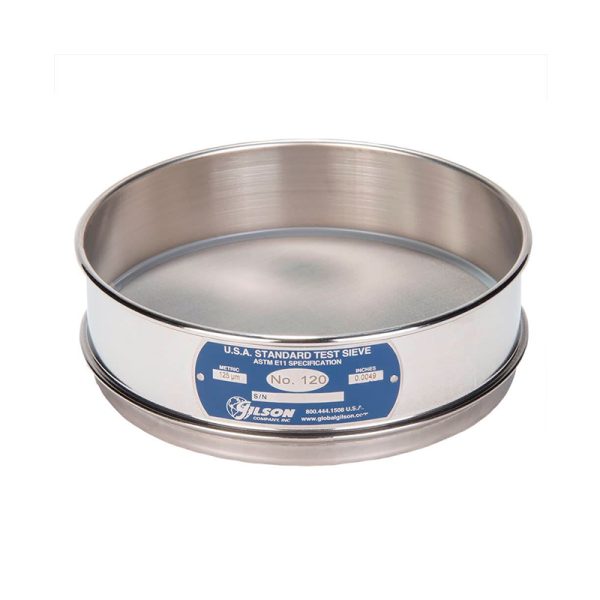 Tamiz malla n° 120 – 125µm astm de 8″ todo acero inoxidable altura completa GILSON (V8SF#120)