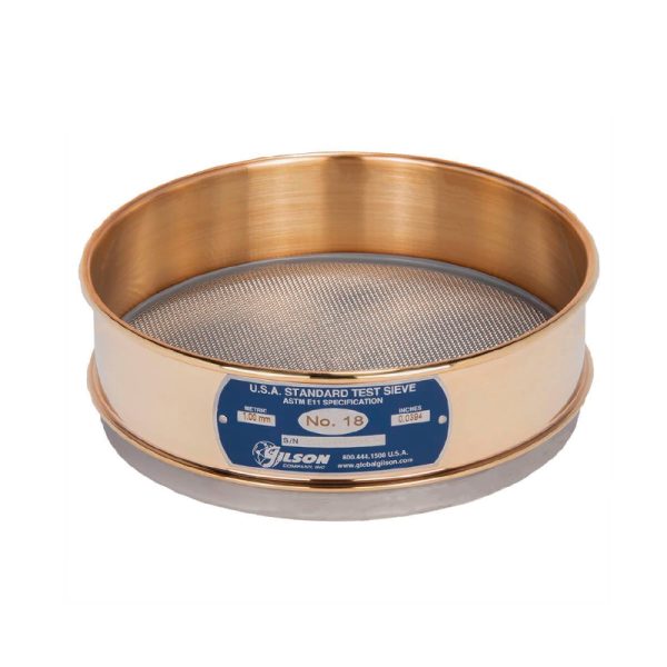 Tamiz malla n° 18 – 1mm astm de 8″ laton/acero inoxidable altura completa GILSON (V8CF#18)