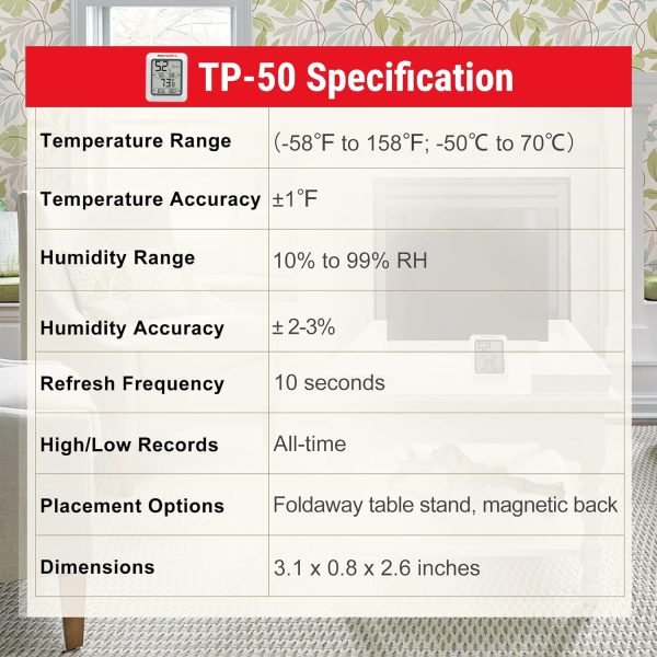 ThermoPro TP-50 | Termohigrometro medidor de temp/hum min y max - Imagen 9