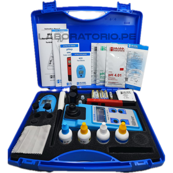 Laboratorio portatil Turbidez, Cloro Libre, pH y Tº HI93703+ HI701 + HI98107 + HI98501 HANNA (HS93703CLPHTEM)