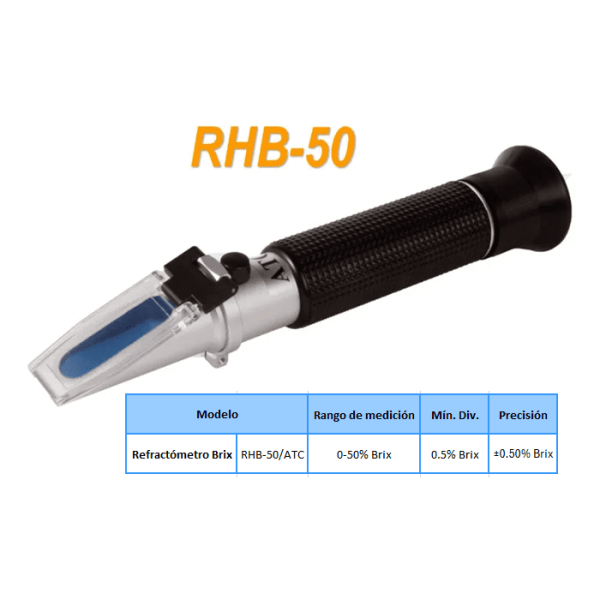 Refractómetro de mano de 0 a 50% Brix (RHB-50)
