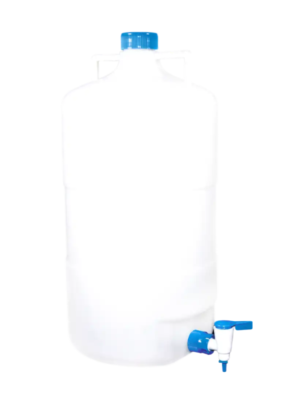 Botellas aspiradora con llave de paso, polipropileno 20 Litros ISOLAB (062.28.920)
