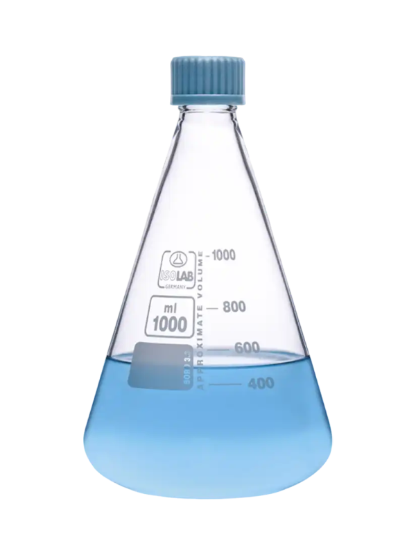Matraz de vidrio con tapa rosca 100 ml ISOLAB (027.03.100)