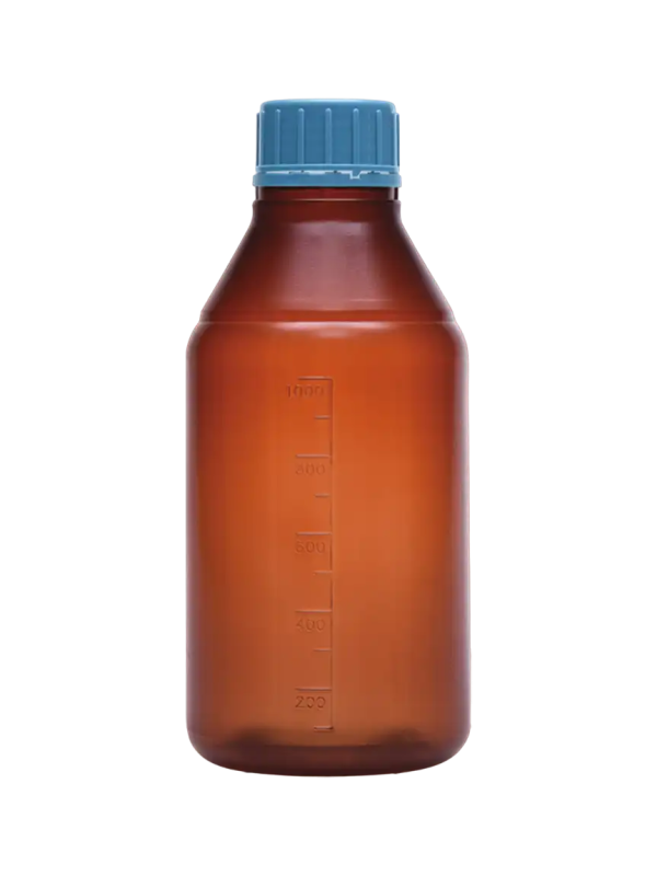 Frasco de plastico graduado ambar 100 ml ISOLAB (061.17.100)