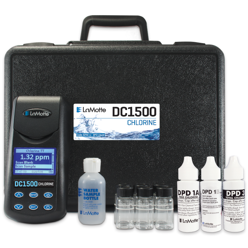 LaMotte 3240-LI | Laboratorio de Colorímetro Modelo DC1500 de Cloro (Libre y Total) – Reactivos Líquidos